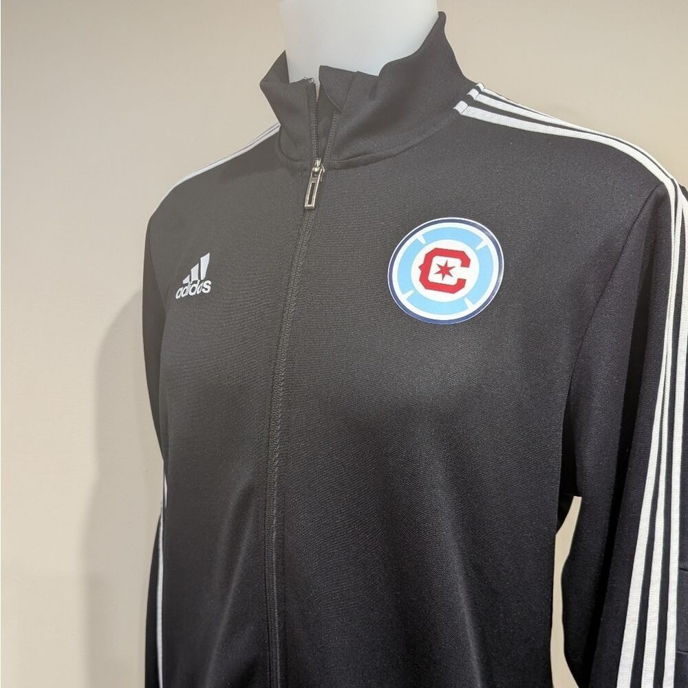 Adidas Chicago Fire FC Track Jacket Mens Large Black Soccer Climalite Full Zip - Picture 2 of 5